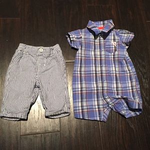 Baby One Piece and Seersucker Trousers